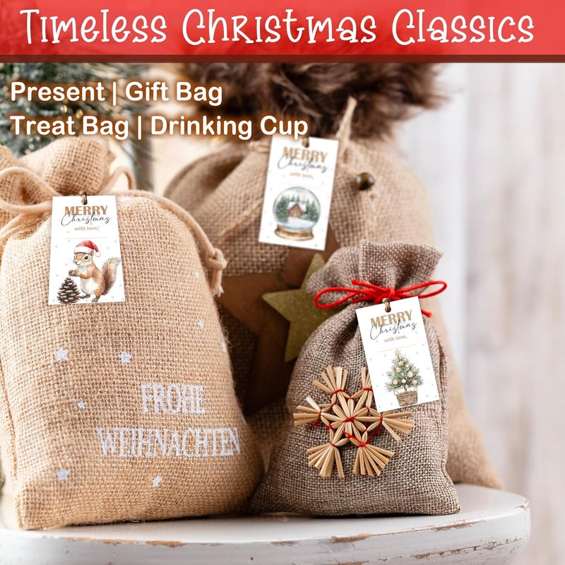 HandEasy 40 Pcs Christmas Gift Tags, 2.1"×3.5" Merry Christmas Tree Paper Tags with String, Hanging Presents Label Wrapping for Party Favor Decorations, 4 Styles - A03 - Image 4